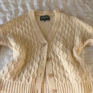 American Eagle Outfitters Beige Cable Knit Cardigan